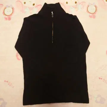 블랙 하이넥 지퍼 스웨터