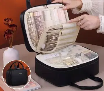 메이크업 수납 파우치 블랙 중형