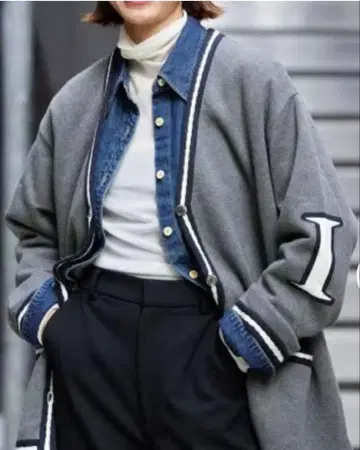 IENA 레터드 가디건 그레이 오버 사이즈