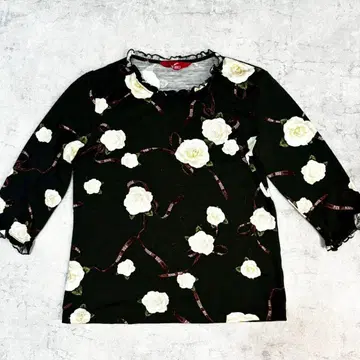 핑크하우스 상의 꽃무늬 L 7부 소매