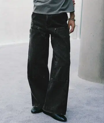 WYM DOUBLE KNEE CURVED SEEM BAGGY DENIM