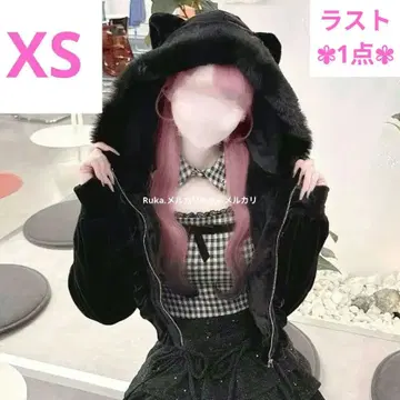 허니뮤우 비쥬 장식 고양이 귀 보들보들 후드티 SCC0470M 블랙