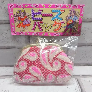 쇼와 레트로 비즈 지갑 가마구치 지갑 비즈백 팬시 굿즈 빨간색