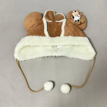 디즈니 무스탕 팬 캡 베이지 미니