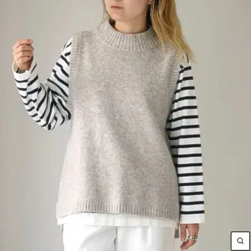 마오메이드 mao made 니트 베스트 모크넥 베이지