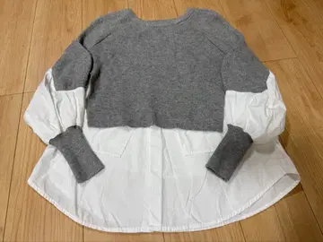 PASSIONE 셔츠 도킹 니트 블라우스 레이어드 스타일