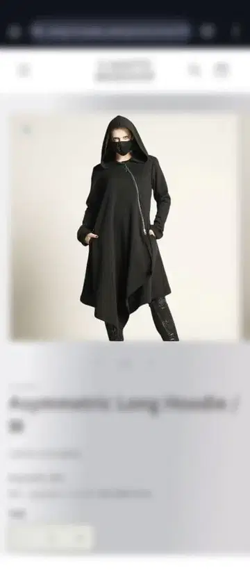 h.NAOTO 비대칭 롱 후디 / M 사이즈