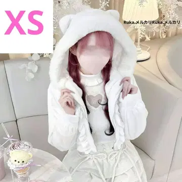 허니뮤우 비쥬 포함 고양이 귀 복슬복슬 후드티 SCC0470M 화이트