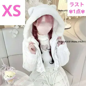 허니뮤우 비쥬 포함 고양이 귀 복슬복슬 후드티 SCC0470M 화이트