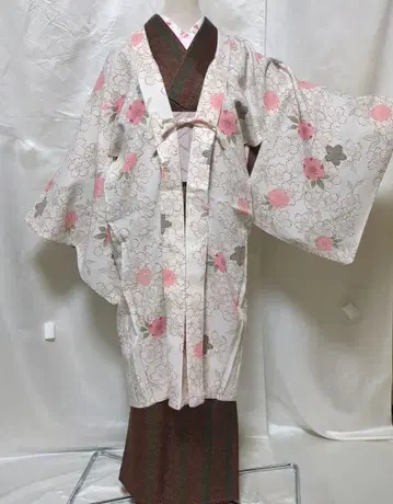 긴 겉옷 이중 기모노 벚꽃 패턴 세탁 가능 타입