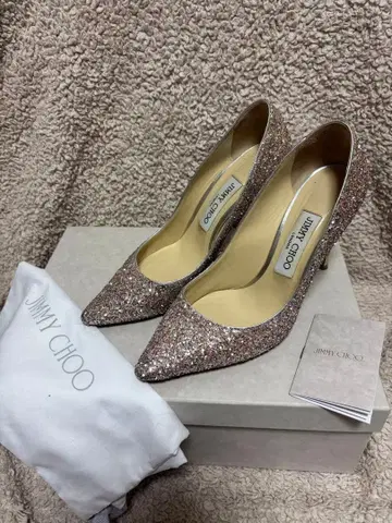 지미추 핑크 글리터 하이힐