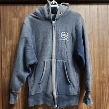 챔피온 70s 단색 택 풀 집업 후드티 네이비 선페이드