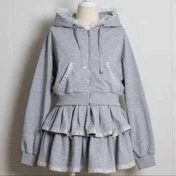 pium 사다리 레이스 프릴 후드티 세트 그레이