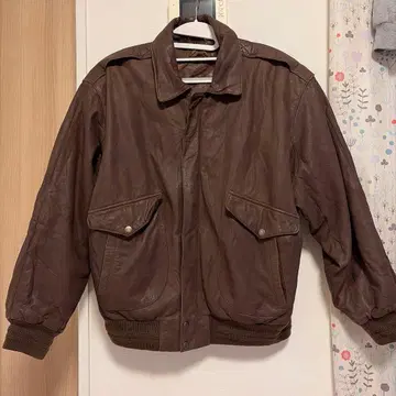 브라운 가죽 봄버 자켓 M 사이즈 90년대 빈티지