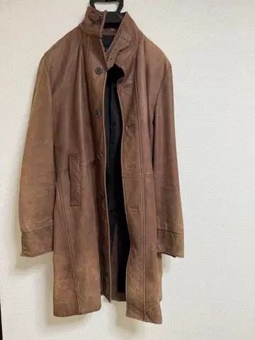 MORGAN 올 가죽 브라운 코트