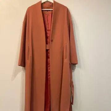 로즈 핑크 롱 코트 울 느낌