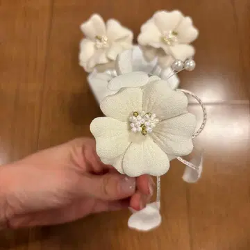 머리 장식 일본 의류 화이트 꽃