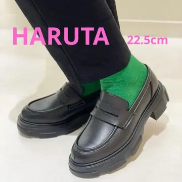 HARUTA 청키 밑창 코인 로퍼 #4310 블랙 22.5cm