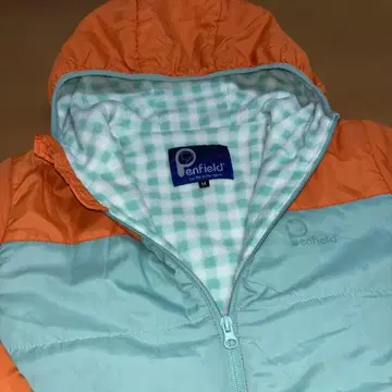 Penfield 충전솜 점퍼 후드 부착 안감 플리스 오렌지 x 민트 그린