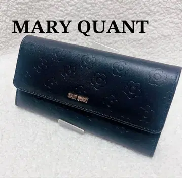 미사용 새상품 마리콴트 꽃무늬 엠보싱 장지갑 네이비