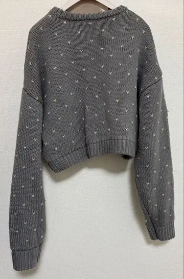 그레이 니트 가디건 하트 버튼 포함 [ 구제 의류 ]