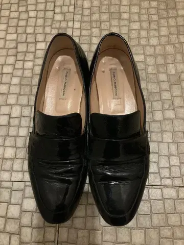 FABIO RUSCONI 블랙 에나멜 로퍼 37