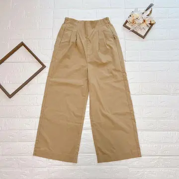 Discoat 디스코트 캐주얼 와이드 팬츠 베이지 넉넉한 핏