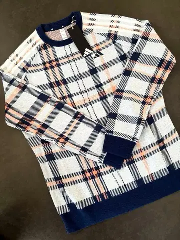 [ 새상품 ] adidas 아디다스 골프 타탄 체크 니트 스웨터 XL