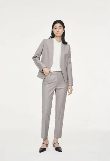 띠어리 럭스 울 노카라 셋업 그레이