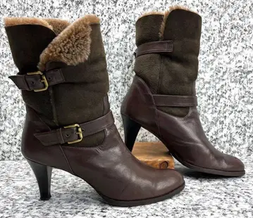 히미코 2WAY 가죽 부츠 브라운