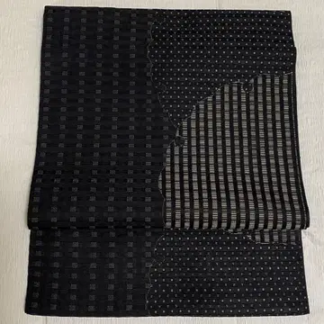 하카타 오비 쿄와 직물 공장 8촌 나고야 오비 큰 눈꽃 무늬 검은색 바탕