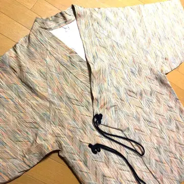 빈티지 화학 섬유 기모노 코트 멀티 컬러 지그재그