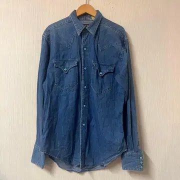 슈가케인 데님 웨스턴 셔츠 M 사이즈 정도 터콰이즈 버튼 남성용