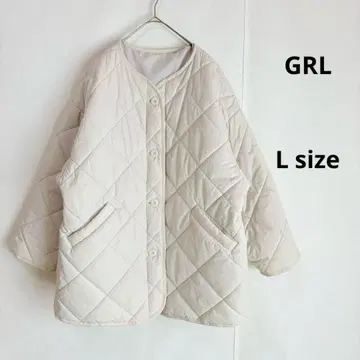GLR 그레일 퀼팅 자켓 L 아이보리 포켓 부착