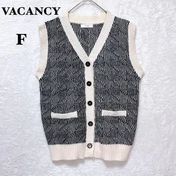바캉스 니트 가디건 V넥 F 자카드 베스트 레이어드
