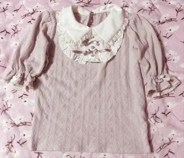 노에미 더블 리본 케이블 자카드 티셔츠 핑크 양산형 지뢰계