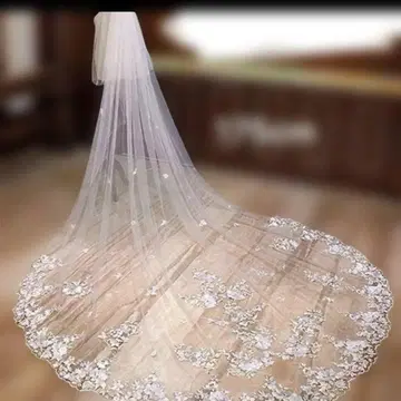 웨딩 베일 롱 베일 신부 결혼식 야외 촬영 레이스 화이트 3m 초장