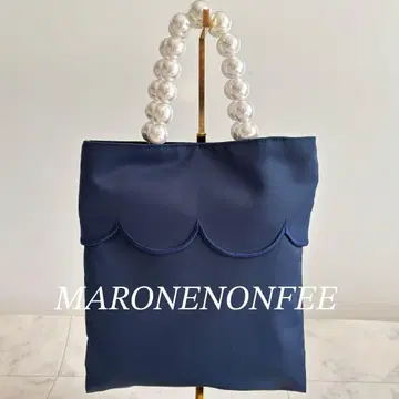미사용품 MARONENONFEE 스컬프 백 나일론 펄 네이비