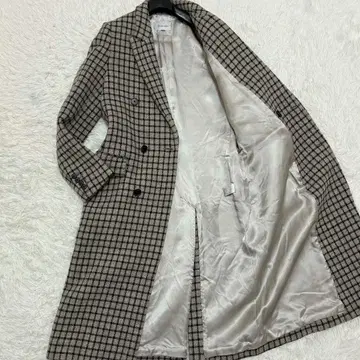 새상품급 스티븐 앨런 더블 체스터 롱 코트 윈도우 체크