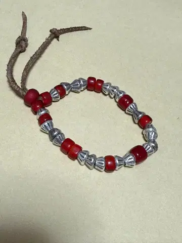 실버 925 견고 비즈 빨간색 비즈 팔찌