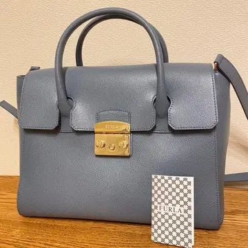 FURLA 블루 가죽 핸드백 숄더백