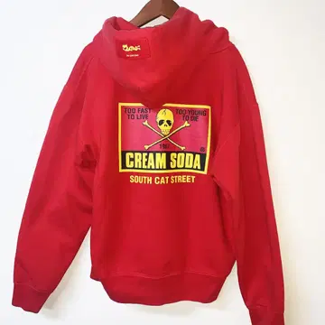 크림 소다 해골 스퀘어 프린트 후드티 로카빌리 로큰롤