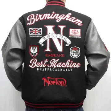 노턴 사가 바시티 자켓 253N1705 블랙 L 바이크 아메카지