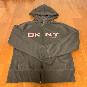 DKNY 액티브 풀 집업 후드티 M 사이즈 다크 브라운