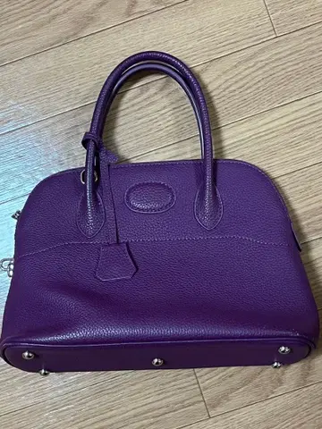 퍼플 가죽 핸드백 31cm 스트랩 포함 부가티 백