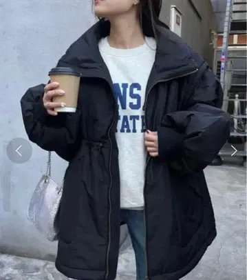 드로스트 개더 멀티 웨이 스탠드 아우터 블랙