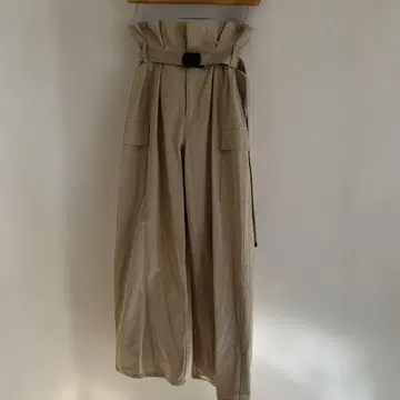 베이지 와이드 팬츠 벨트 포함