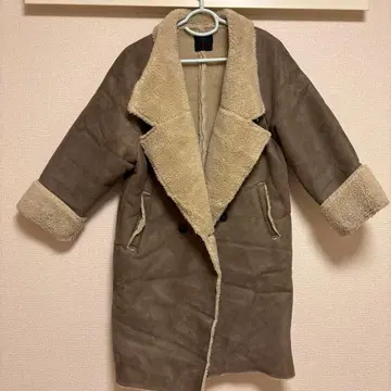 KBF 무스탕풍 롱 코트 브라운