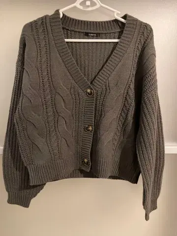 SUREVE 그레이 케이블 니트 가디건