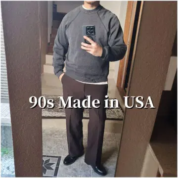 90s USA TULTEX 페이드 블랭크 무지 맨투맨 블랙